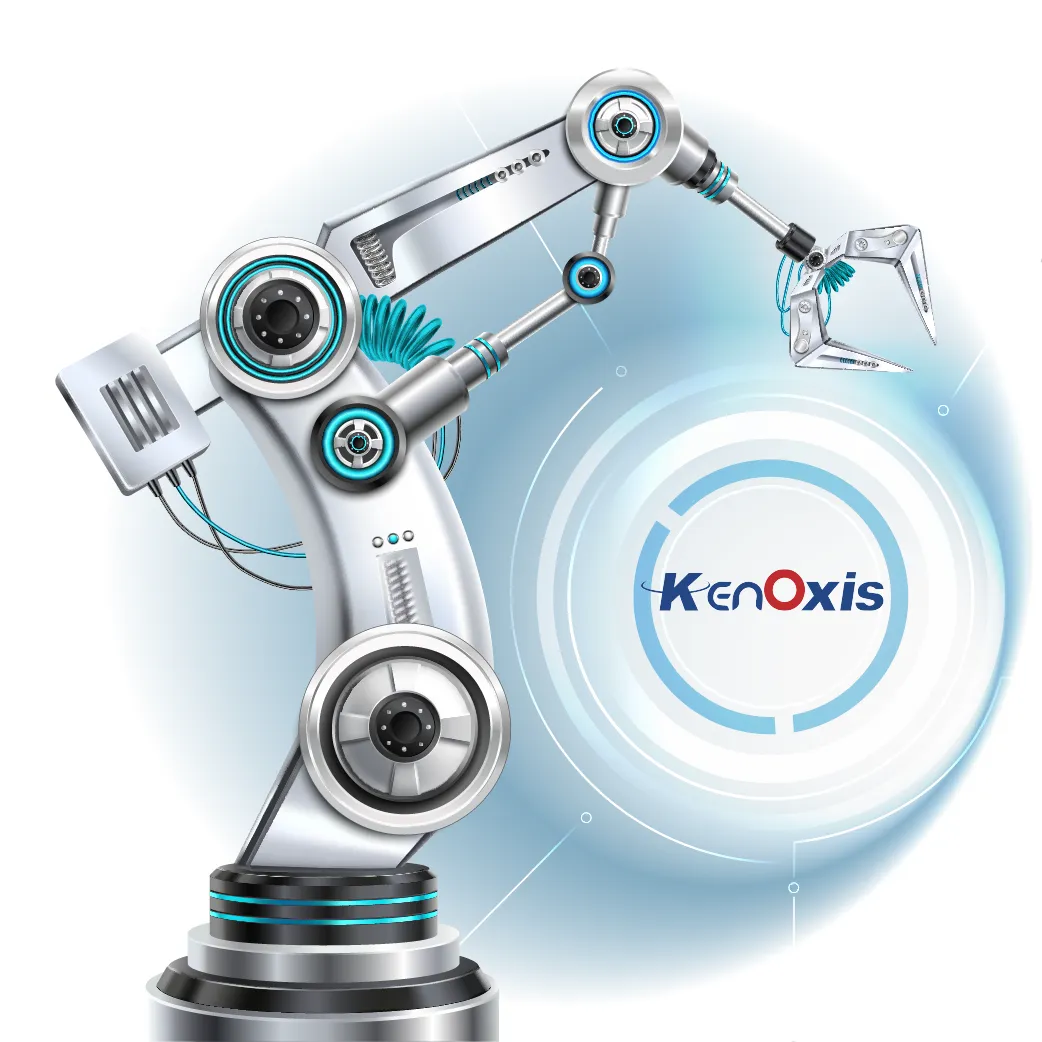 Robotic arm holding the Kenoxis logo